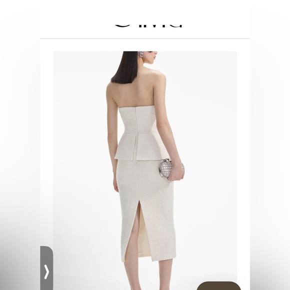 Self-Portrait White Strapless Dress boucle sequins tweed small 4 - Picture 4 of 6